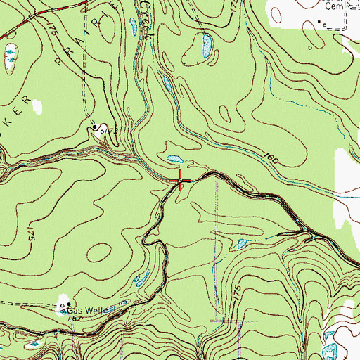 Topographic Map of Walnut Creek, TX