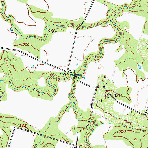 Topographic Map of Walnut Creek, TX