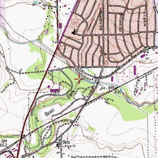 Topographic Map of Walnut Creek, TX