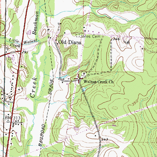 Topographic Map of Walnut Creek Church, TX