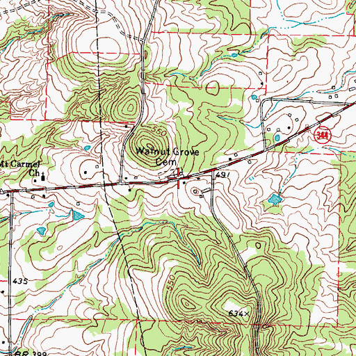 Topographic Map of Walnut Grove Cemetery, TX