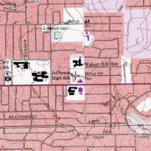 Topographic Map of Walnut Hill Park Site, TX