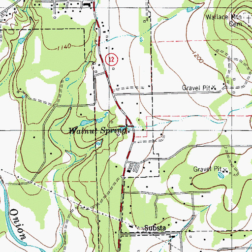 Topographic Map of Walnut Spring, TX