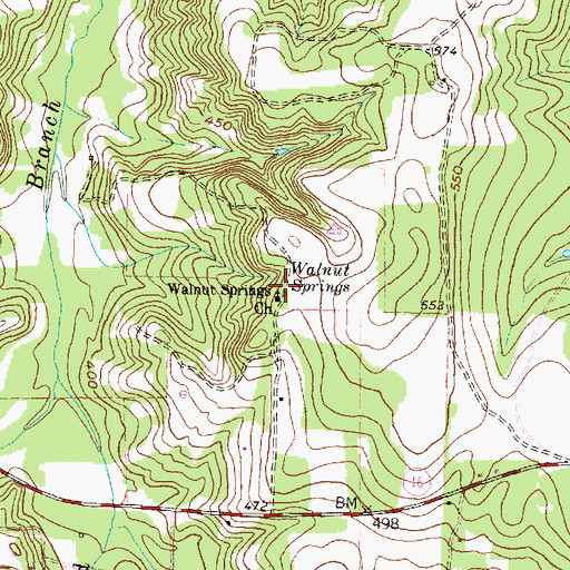 Topographic Map of Walnut Springs Church, TX