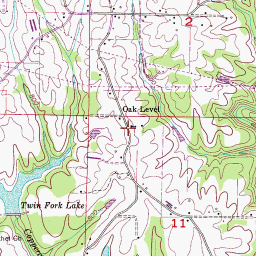 Topographic Map of Oak Level Baptist Church, AL