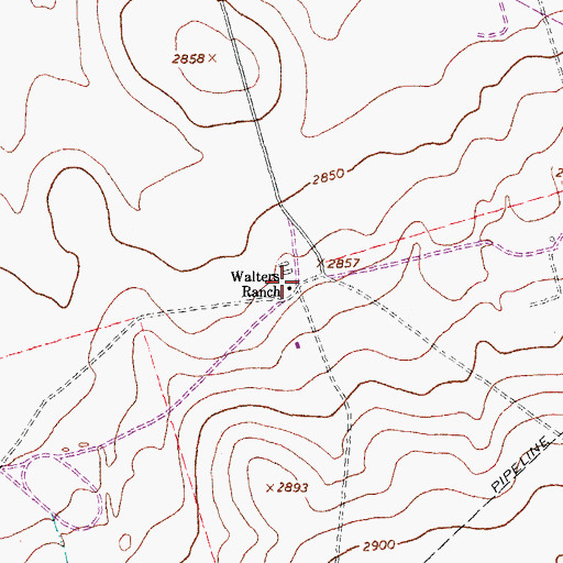 Topographic Map of Walters Ranch, TX