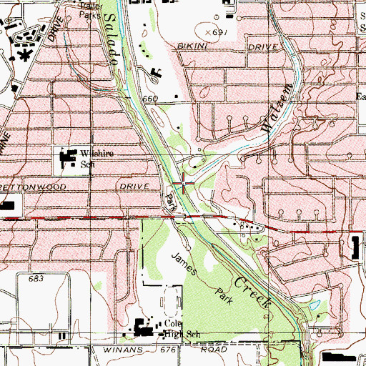 Topographic Map of Walzem Creek, TX