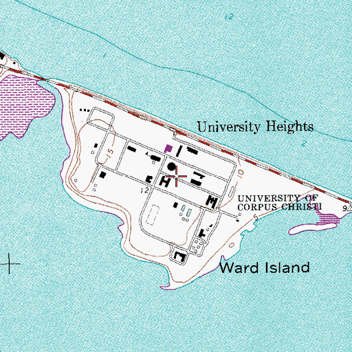 Topographic Map of Ward Island, TX