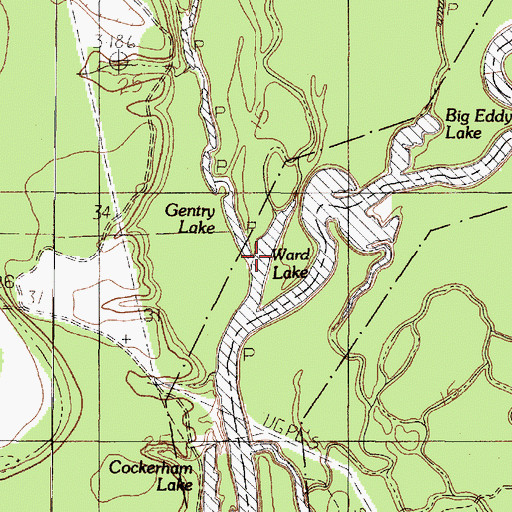 Topographic Map of Ward Lake, TX
