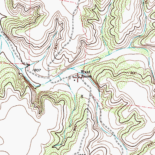 Topographic Map of Ward Ranch, TX