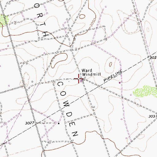 Topographic Map of Ward Windmill, TX