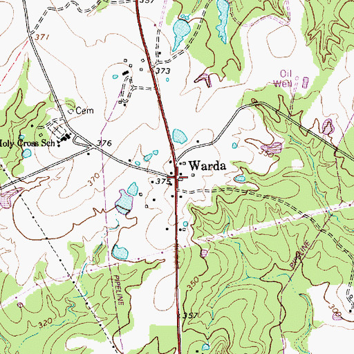 Topographic Map of Warda, TX