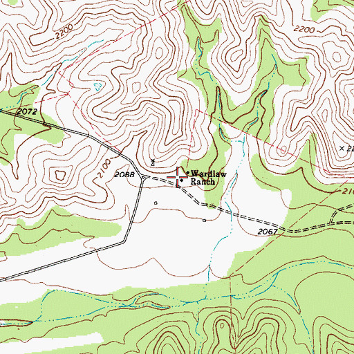 Topographic Map of Wardlaw Ranch, TX