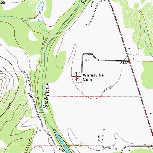 Topographic Map of Waresville Cemetery, TX