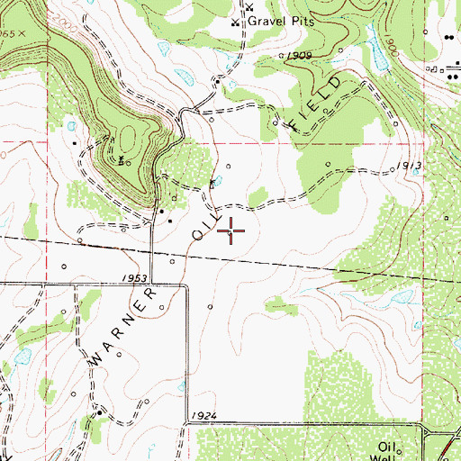 Topographic Map of Warner Oil Field, TX