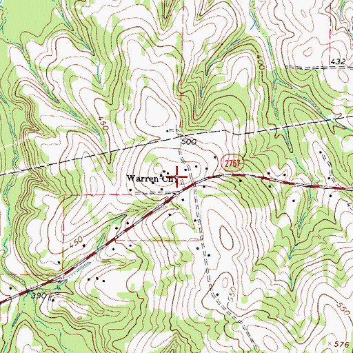 Topographic Map of Warren Church, TX