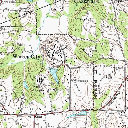 Topographic Map of Warren City, TX