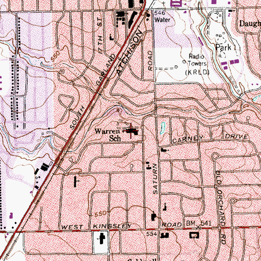 Topographic Map of Warren School, TX