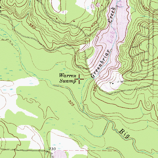 Topographic Map of Warren Swamp, TX