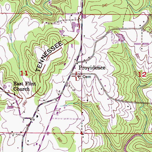 Topographic Map of Providence Primitive Baptist Church, AL