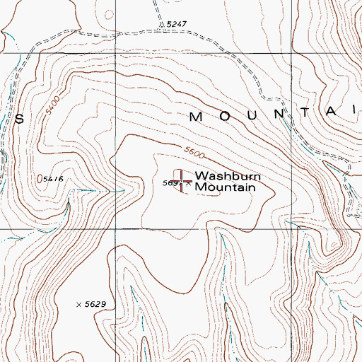 Topographic Map of Washburn Mountain, TX