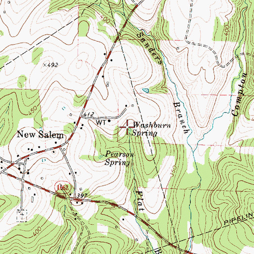Topographic Map of Washburn Spring, TX