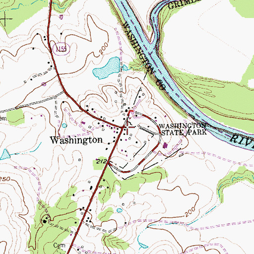Topographic Map of Washington, TX