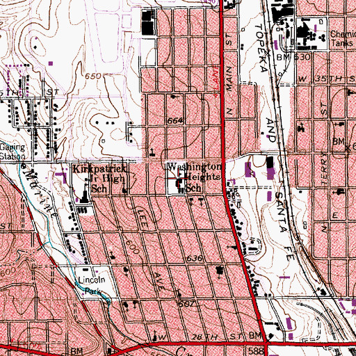 Topographic Map of Washington Heights School, TX