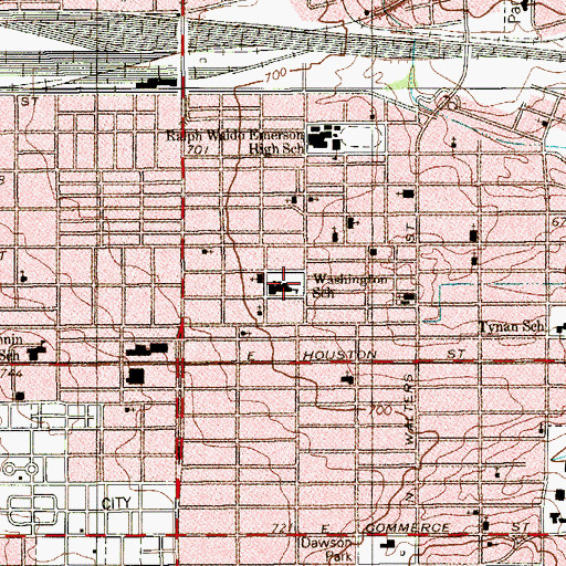 Topographic Map of Washington School, TX