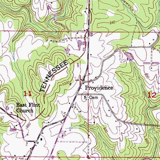 Topographic Map of Providence School, AL