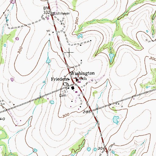 Topographic Map of Washington School, TX