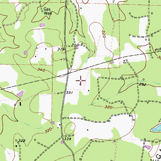 Topographic Map of Waskom Gas and Oil Field, TX