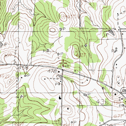 Topographic Map of Wasson Cemetery, TX