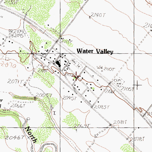 Topographic Map of Water Valley, TX