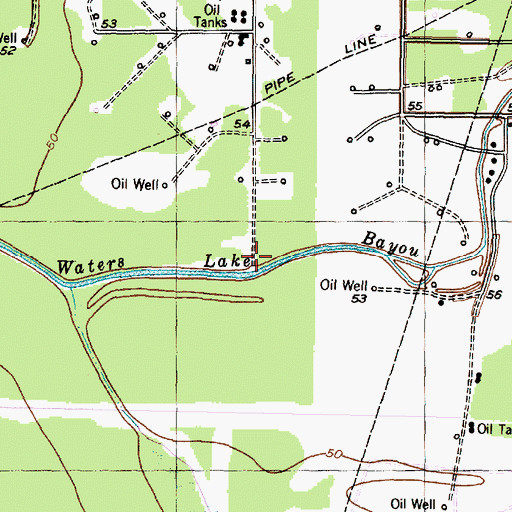 Topographic Map of Waters Lake Bayou, TX