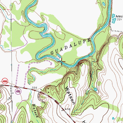 Topographic Map of Watson Creek, TX