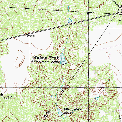 Topographic Map of Watson Tank, TX