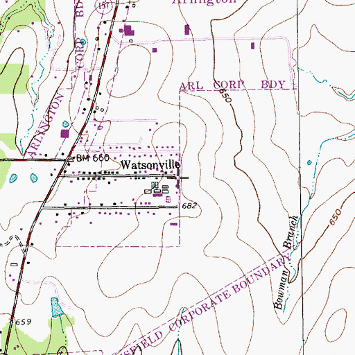Topographic Map of Watsonville, TX