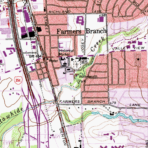 Topographic Map of Watterworth Park, TX