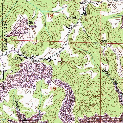 Topographic Map of Ryan Creek Mine, AL