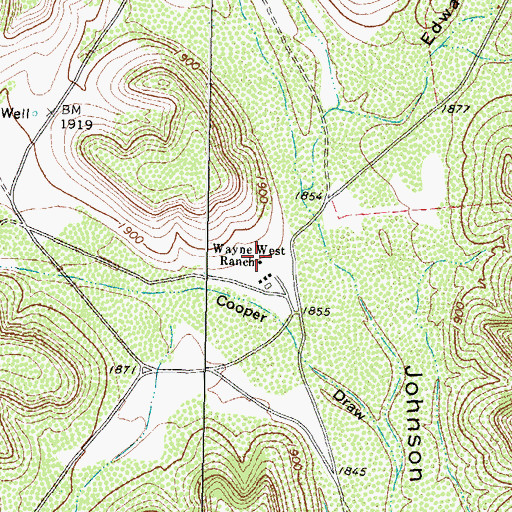 Topographic Map of Wayne West Ranch, TX