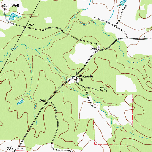 Topographic Map of Wayside Church, TX