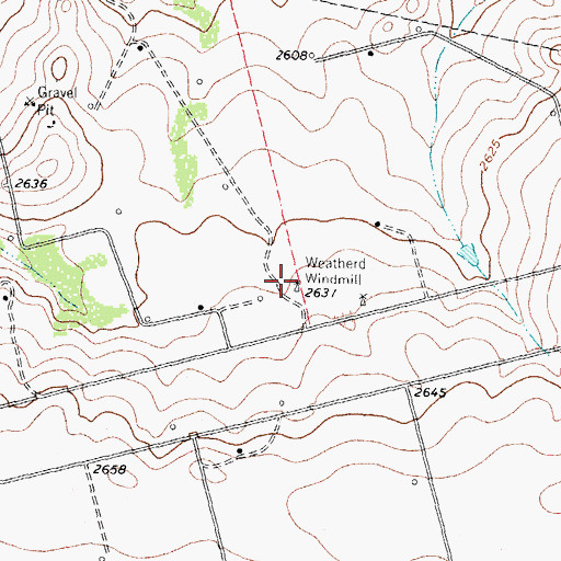 Topographic Map of Weatherd Windmill, TX
