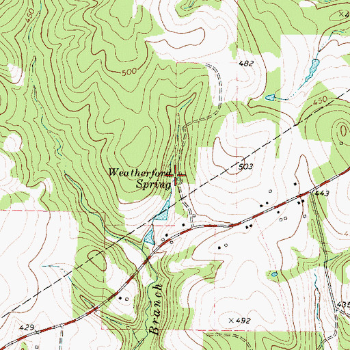 Topographic Map of Weatherford Spring, TX