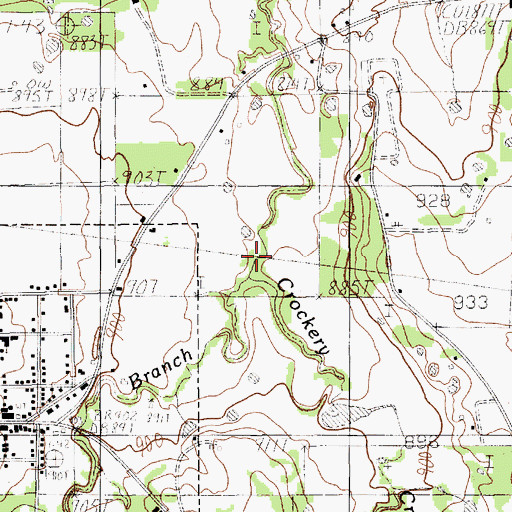 Topographic Map of Weaver Branch, TX