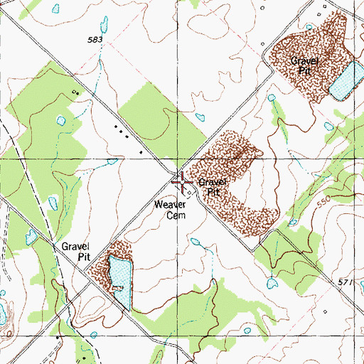 Topographic Map of Weaver Cemetery, TX