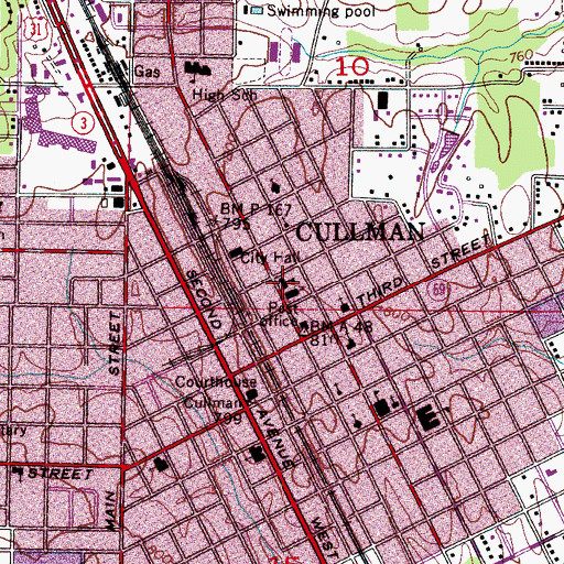Topographic Map of Sacred Heart School, AL