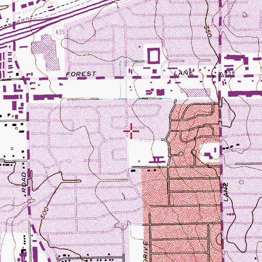 Topographic Map of Webb Chapel Park Site, TX