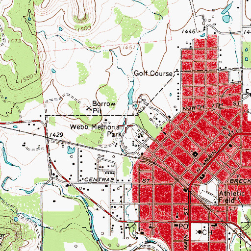Topographic Map of Webb Memorial Park, TX