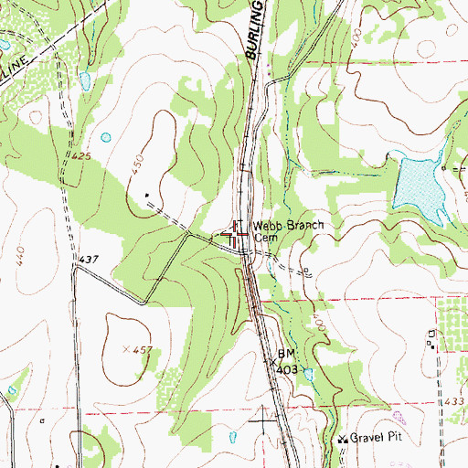 Topographic Map of Webb-Branch Cemetery, TX